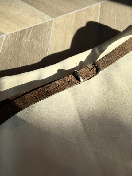 麂皮絨造型皮帶-咖