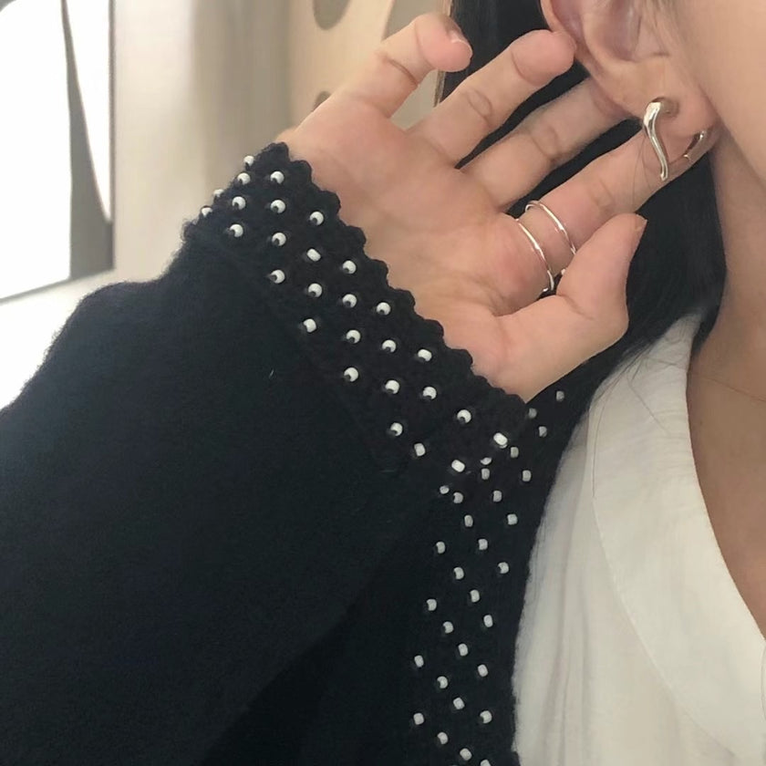 簍空愛心金屬耳圈-銀