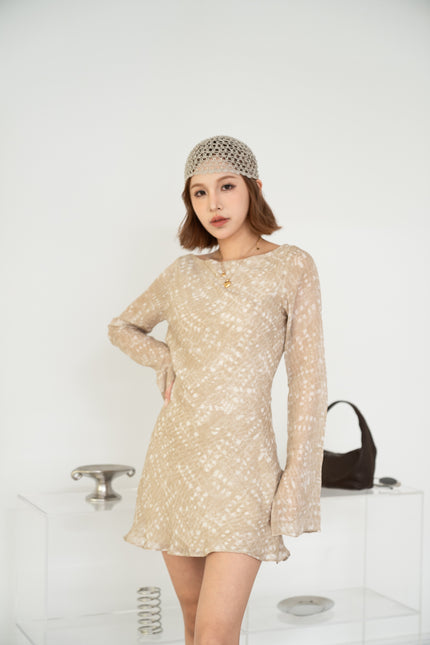 日落暈染波點洋裝-淺綠