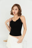 蕾絲細肩Ｖ領Bra top-黑