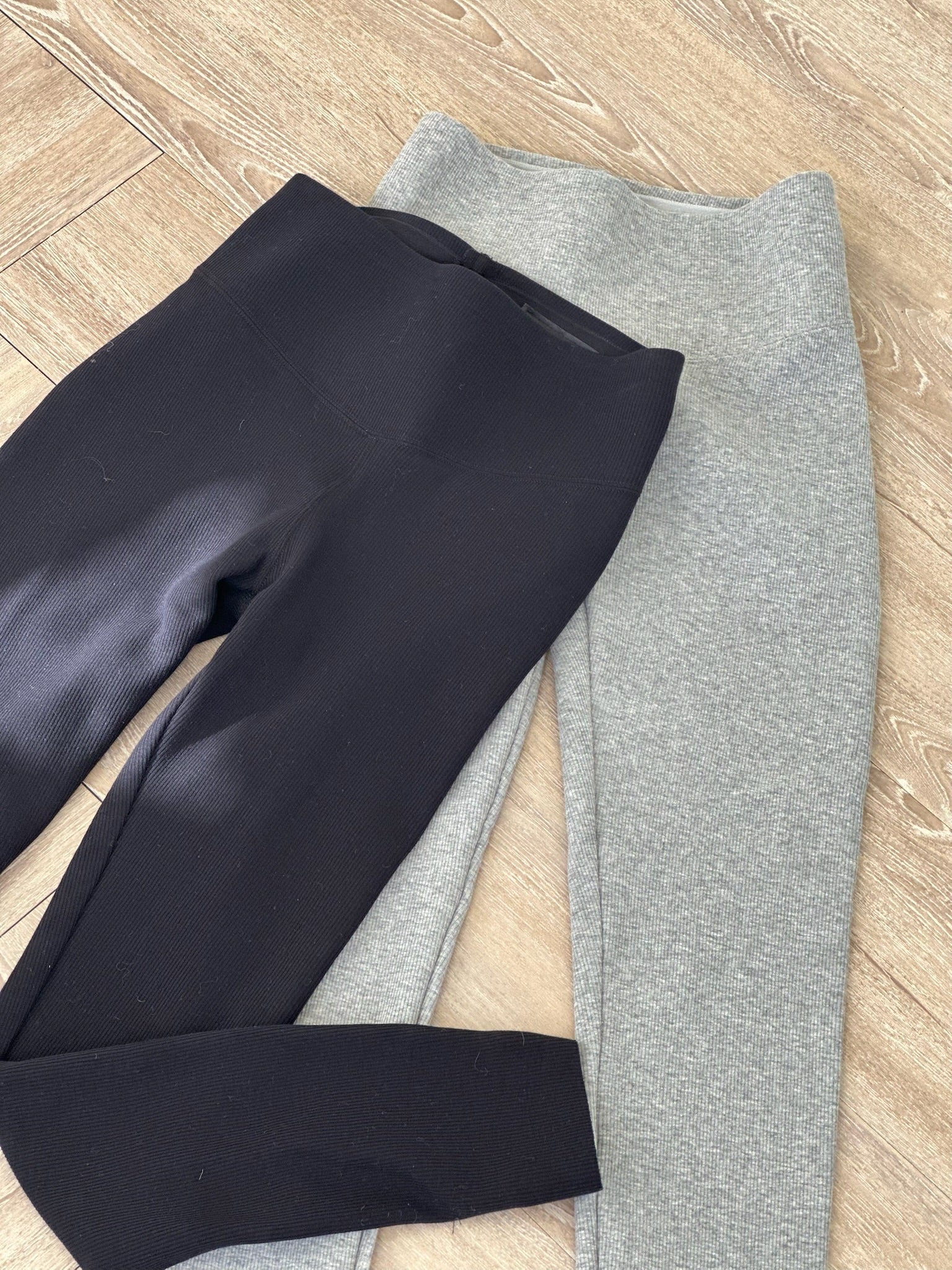 高腰微絨彈力小腳褲-灰