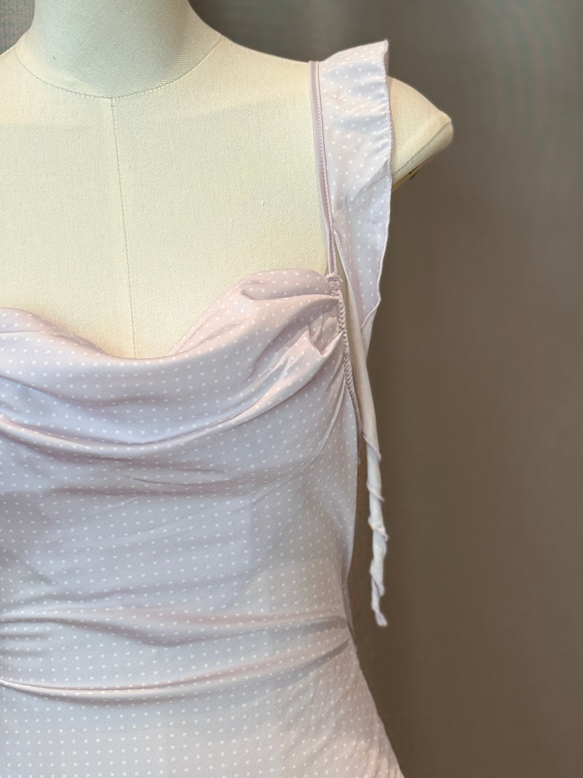 法式波點美背睡裙-紫