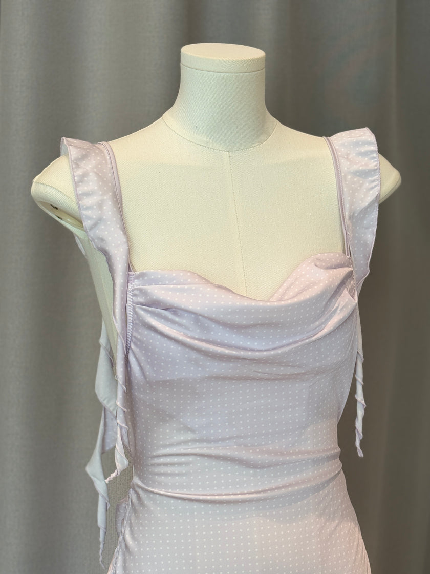 法式波點美背睡裙-紫