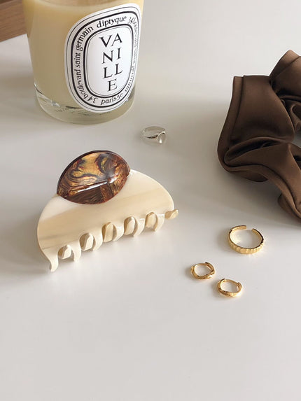 午後貝殼琥珀抓夾-杏