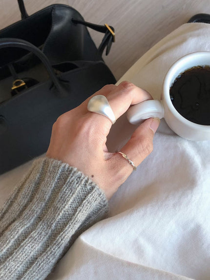 冷淡風啞光戒指-銀