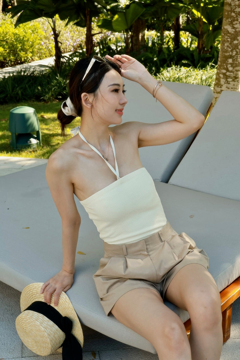 海岸華夫格連身泳衣-杏