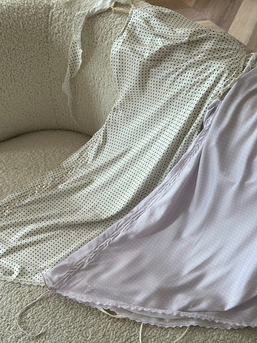 法式波點美背睡裙-紫