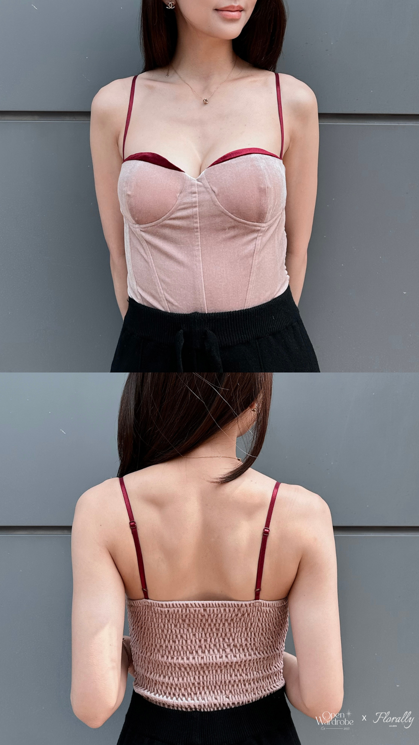 假兩件拼接馬甲-玫瑰煙粉