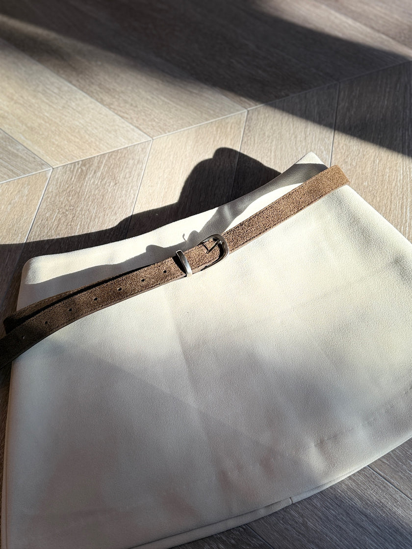 麂皮絨造型皮帶-咖