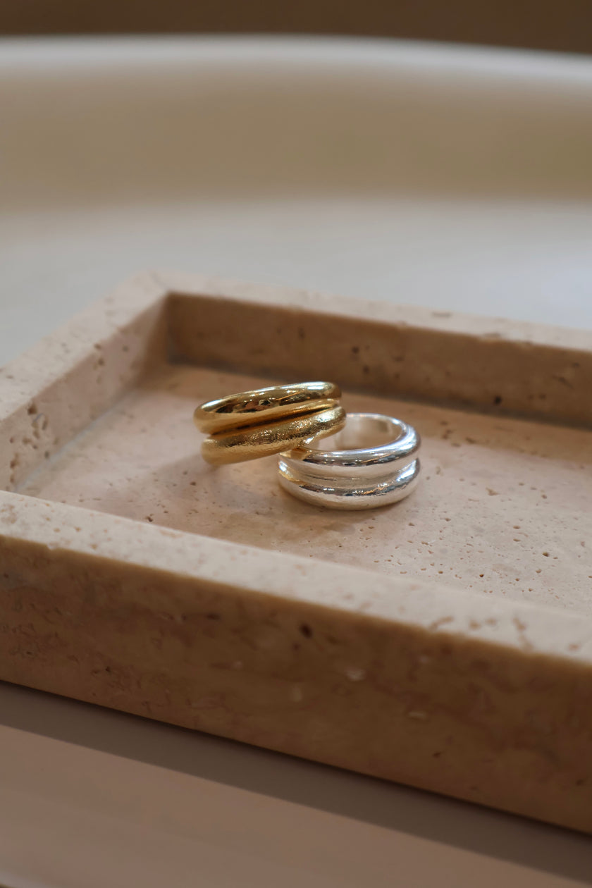 Brass個性雙層環戒-金