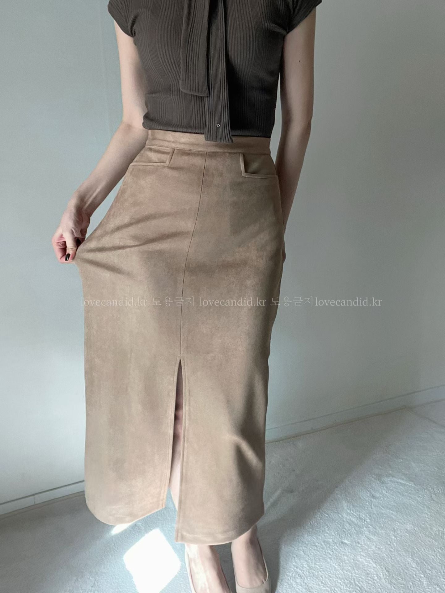 巴恩麂皮開衩半裙