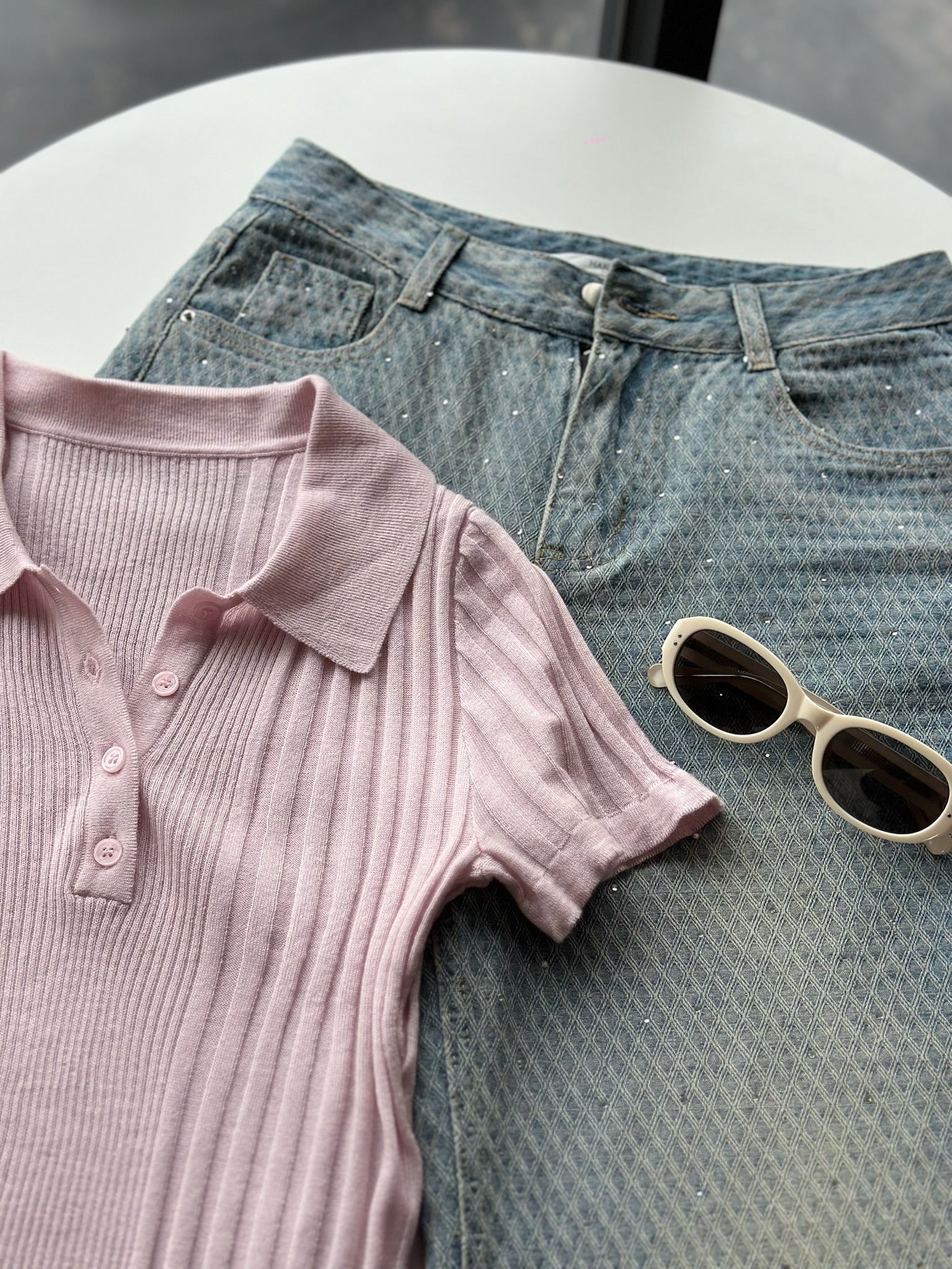 微風polo針織衫-粉