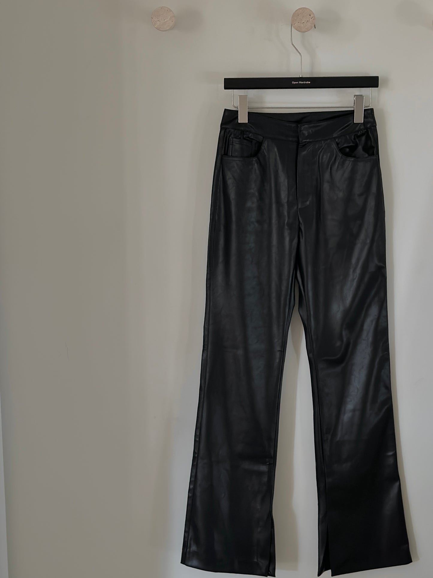 European and American imitation lambskin slit leather pants 