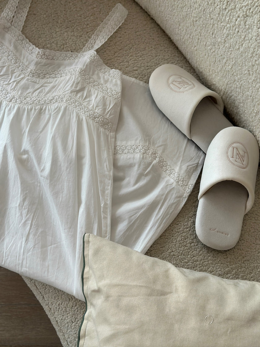 晨光蕾絲拼接長裙-白