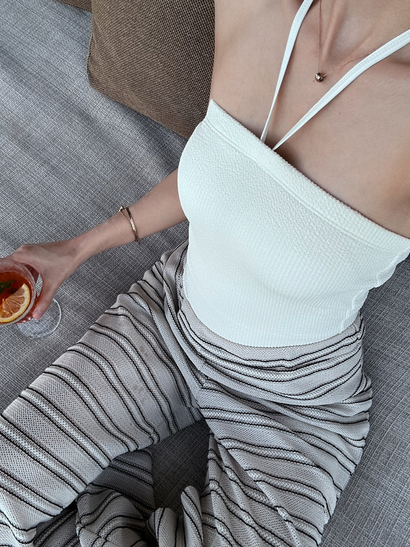 海岸華夫格連身泳衣-杏