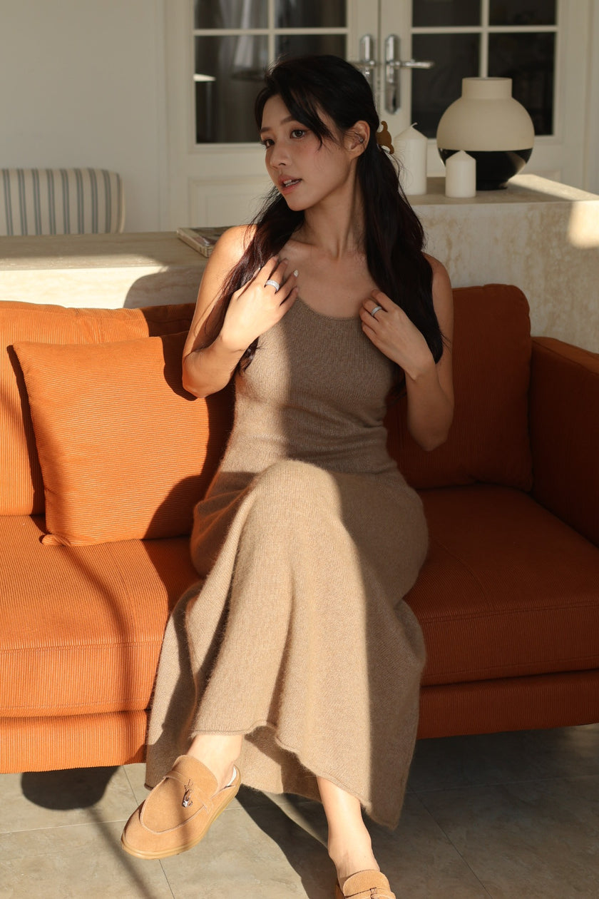 真皮樂福麂皮半拖鞋-棕