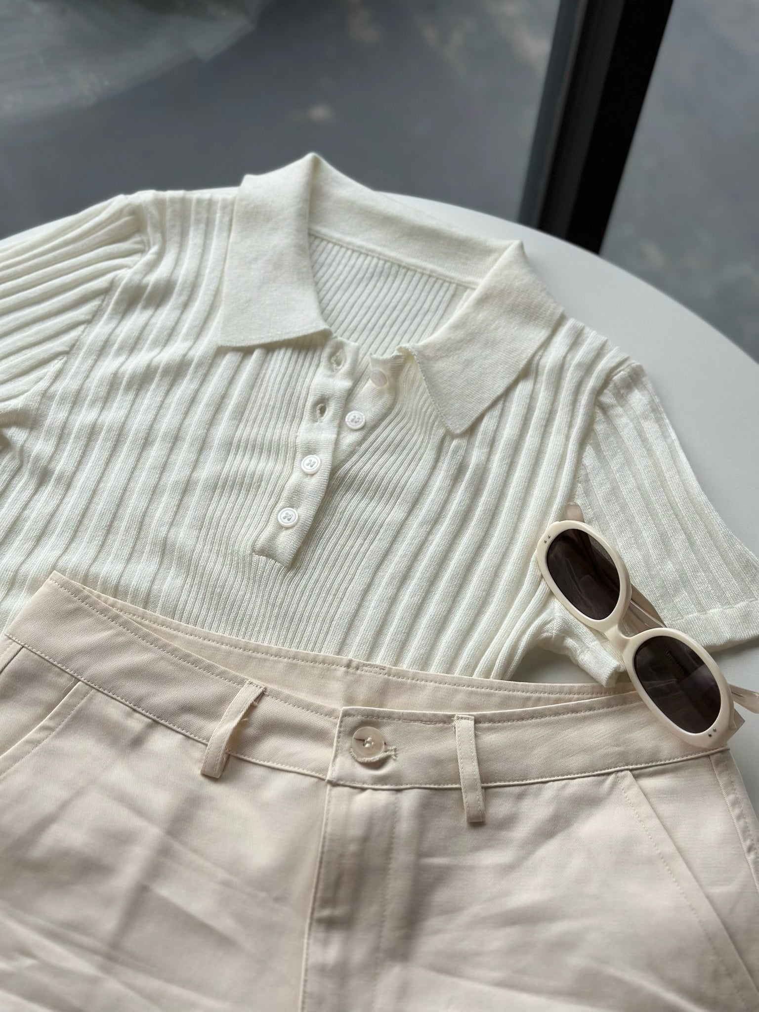 微風polo針織衫-白