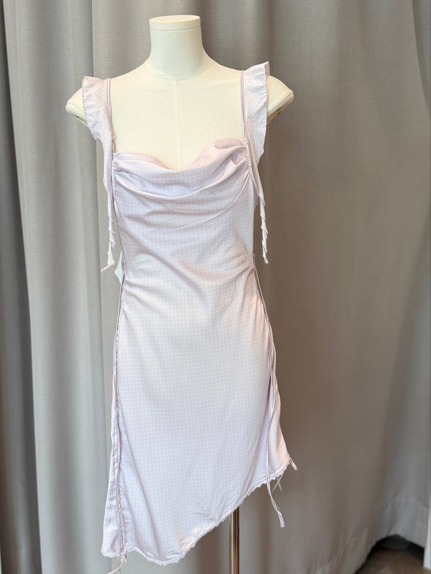 法式波點美背睡裙-紫