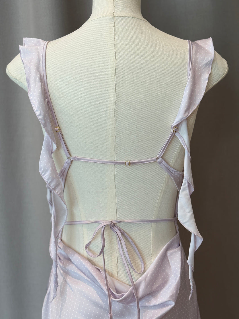 法式波點美背睡裙-紫