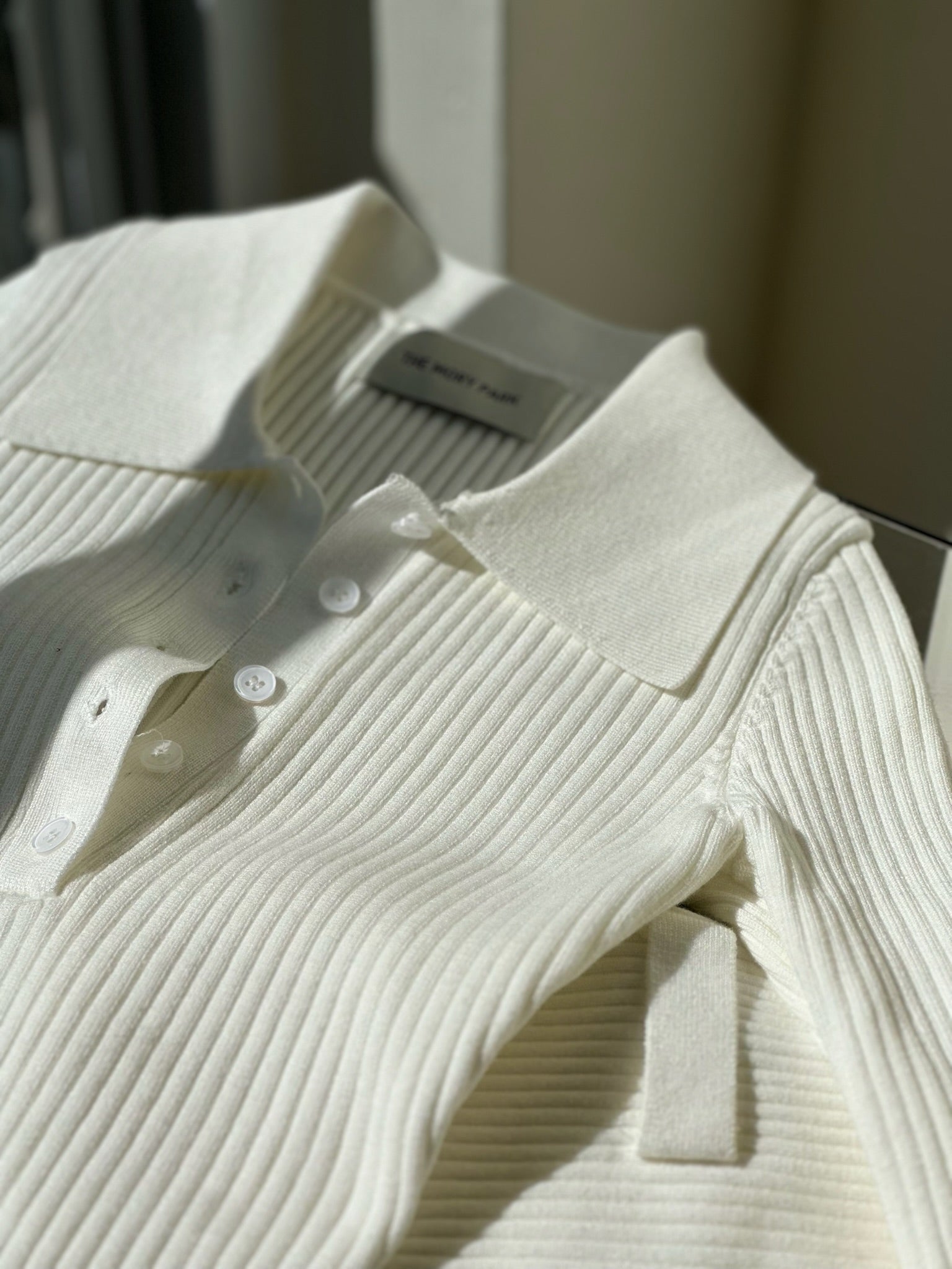 羅紋排釦連體針織上衣-白