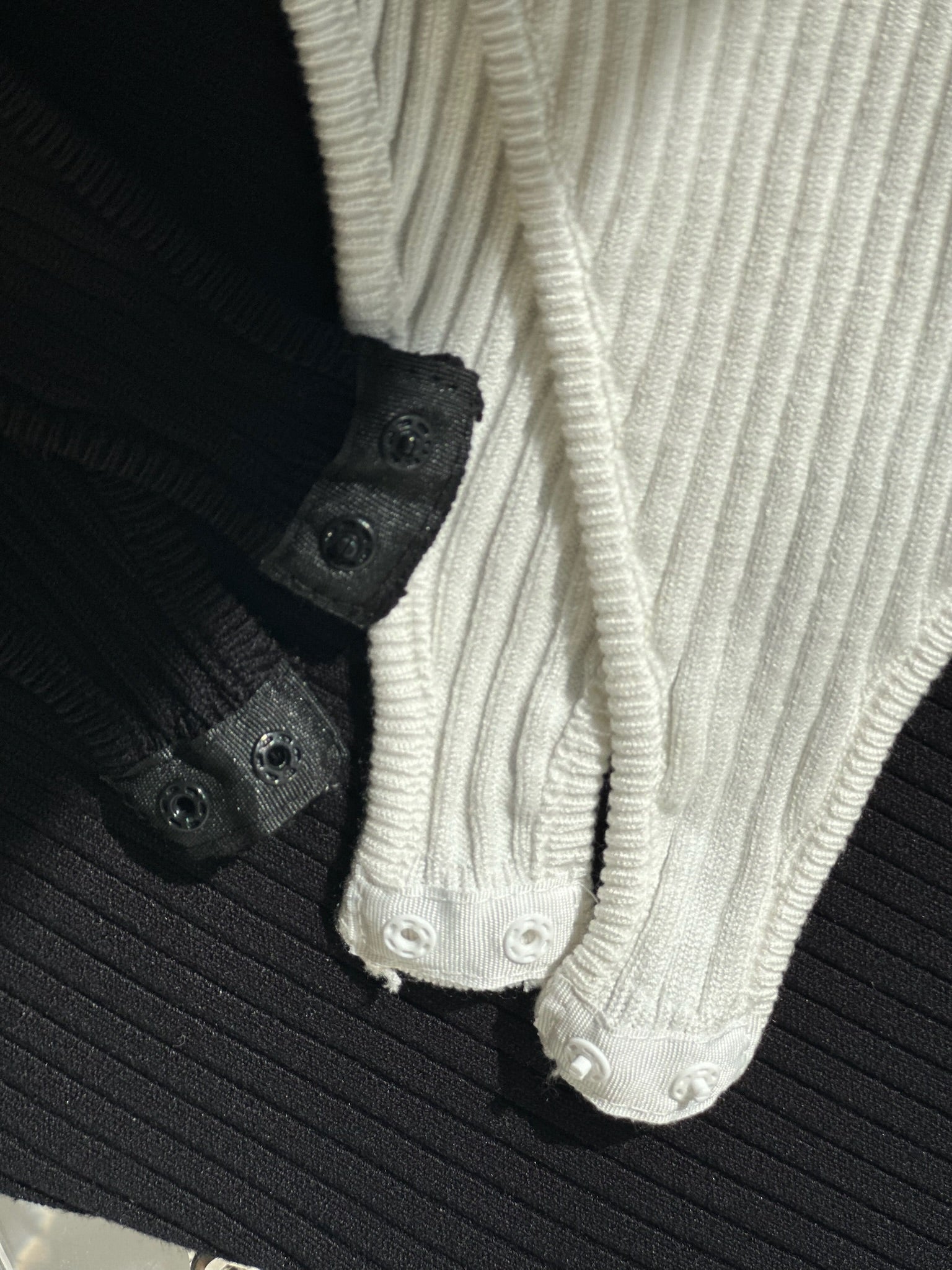 羅紋polo連體針織上衣-黑