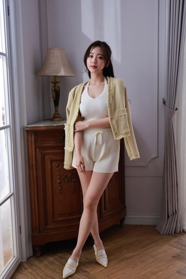 樂福撞色尖頭鞋-鵝黃