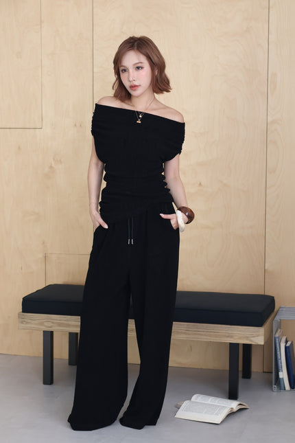 假期針織休閒褲-黑