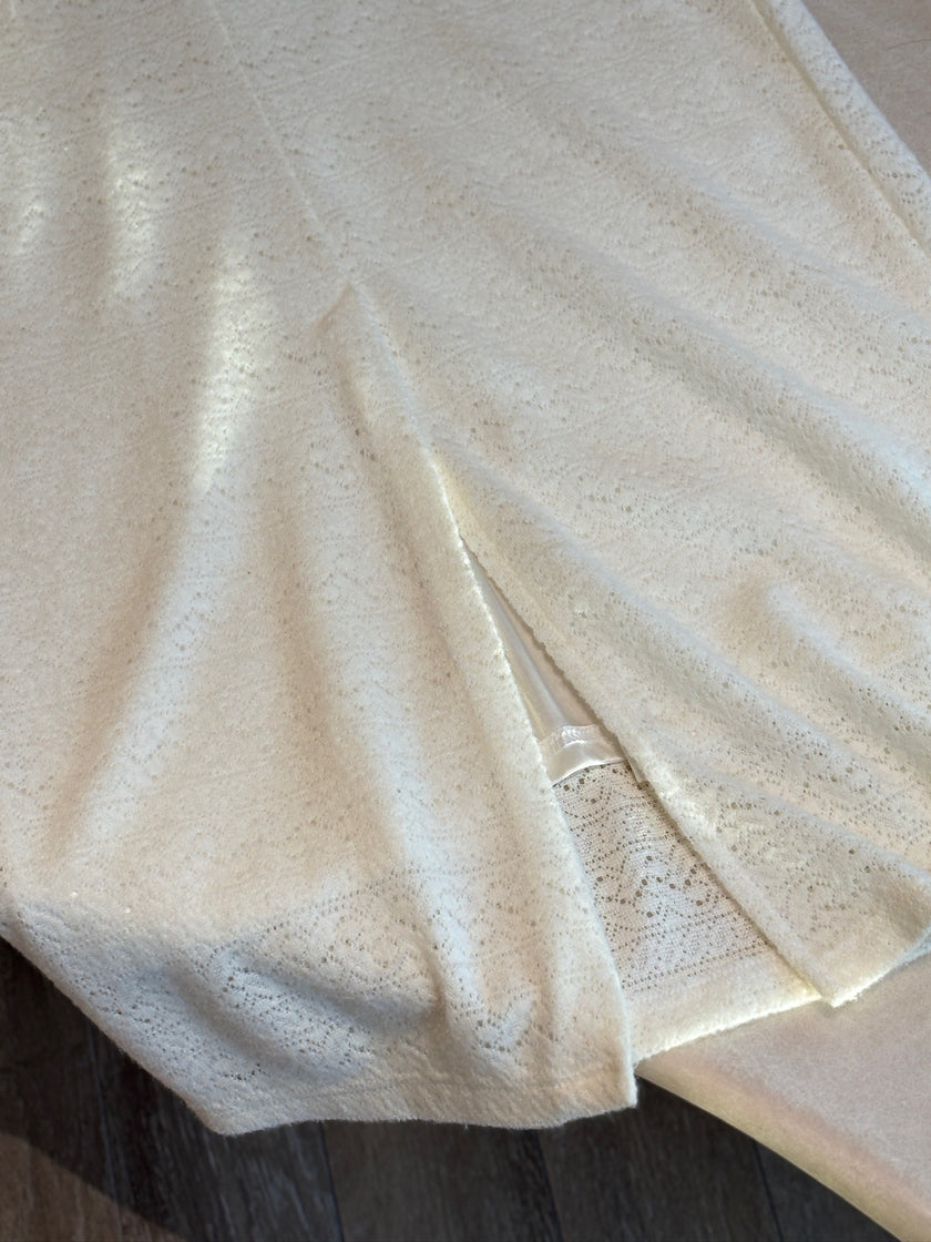 曲線緹花魚尾半裙-白