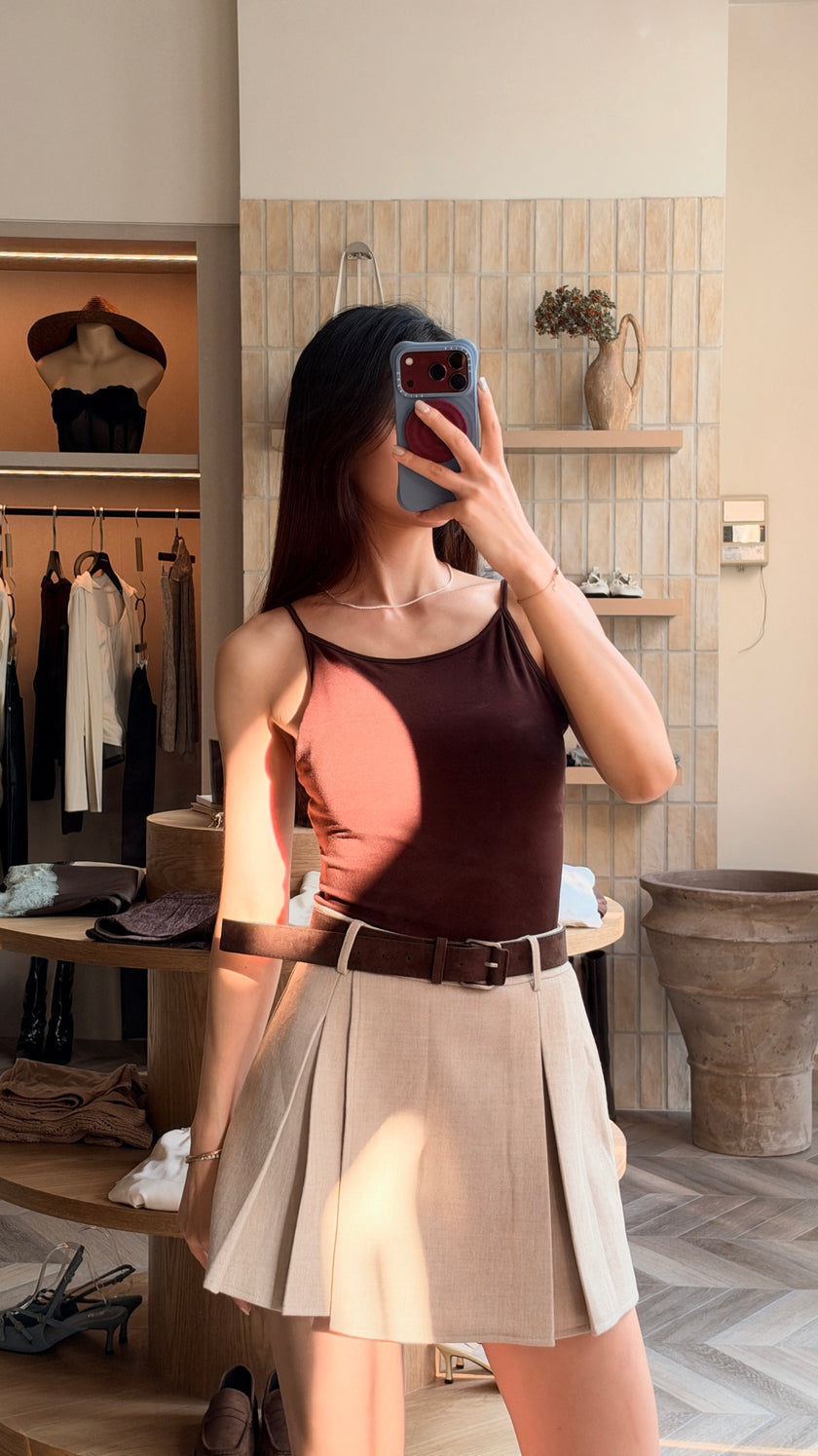 美式漫畫胸細肩bra top-深咖