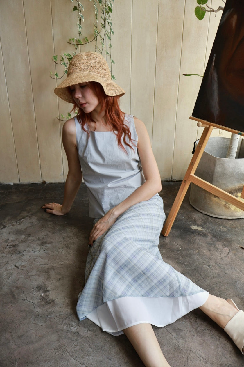 南法午後造型綁帶背心-藍