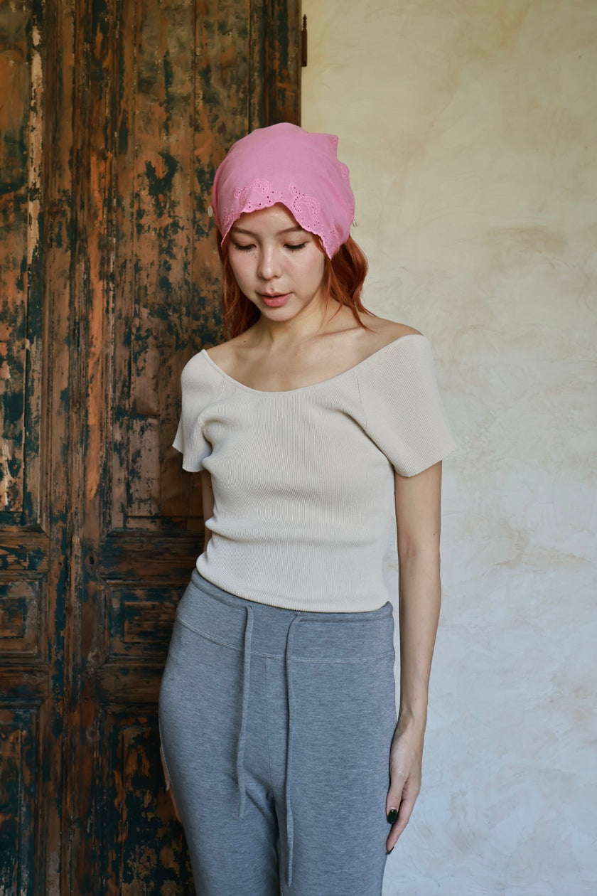 法式美背飛袖上衣-奶茶