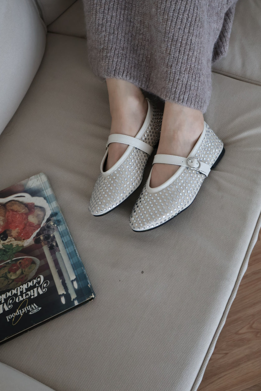 博主滿鑽芭蕾舞鞋-白