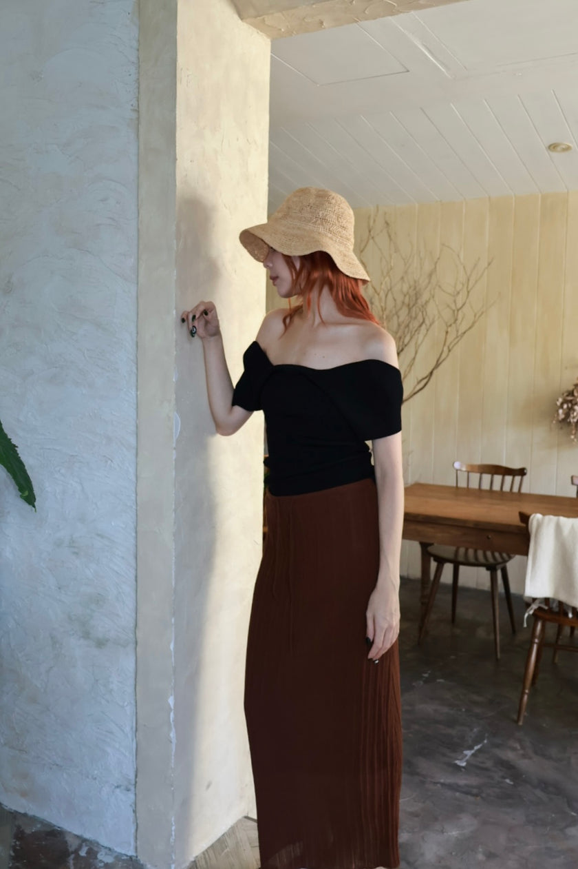 法式美背飛袖上衣-黑