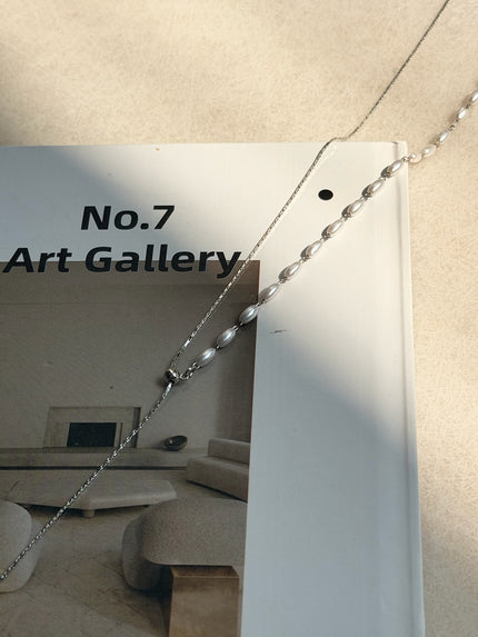 流光珍珠Y字調節項鍊-銀