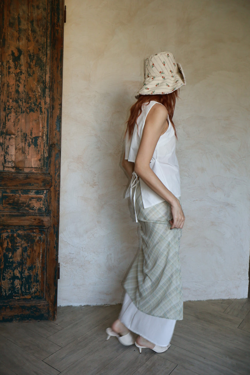 南法漫步格紋半裙-黃