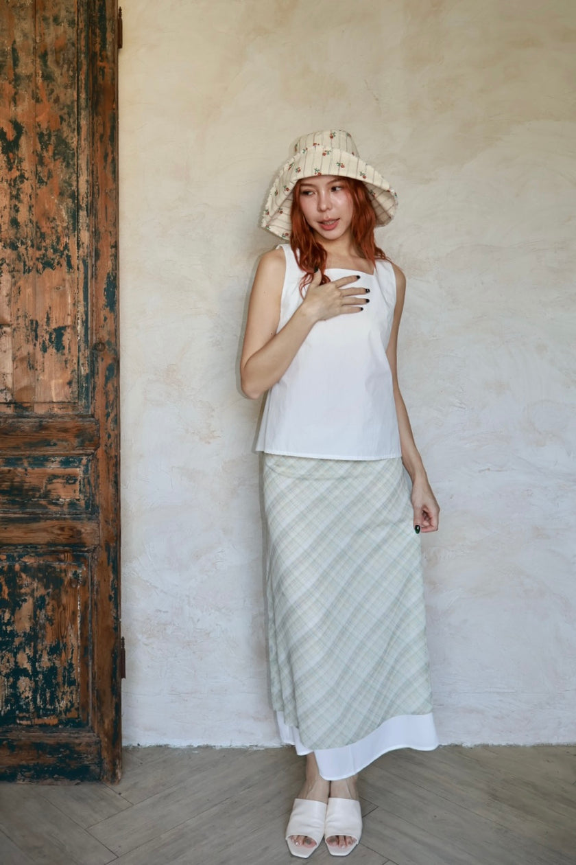 南法漫步格紋半裙-黃