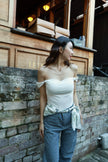 簡約兩穿方領Bra top-白