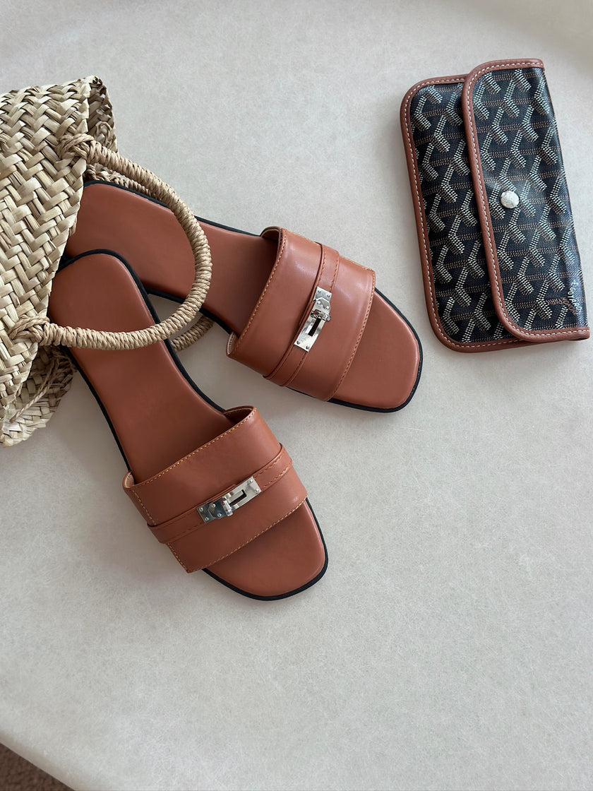 博主鎖頭涼拖鞋-金棕