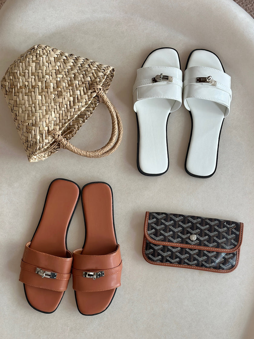 博主鎖頭涼拖鞋-金棕