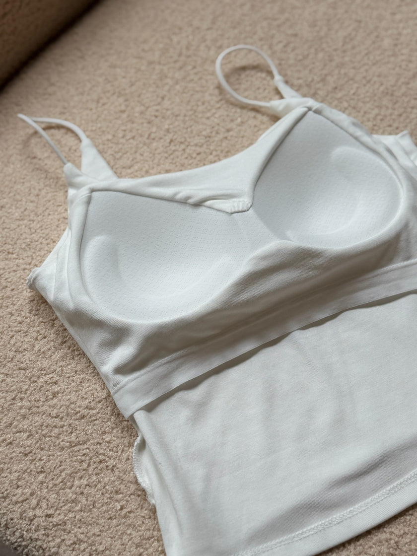 細肩挖U美背Bra top-白