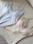 夏季蕾絲細肩bra top-杏