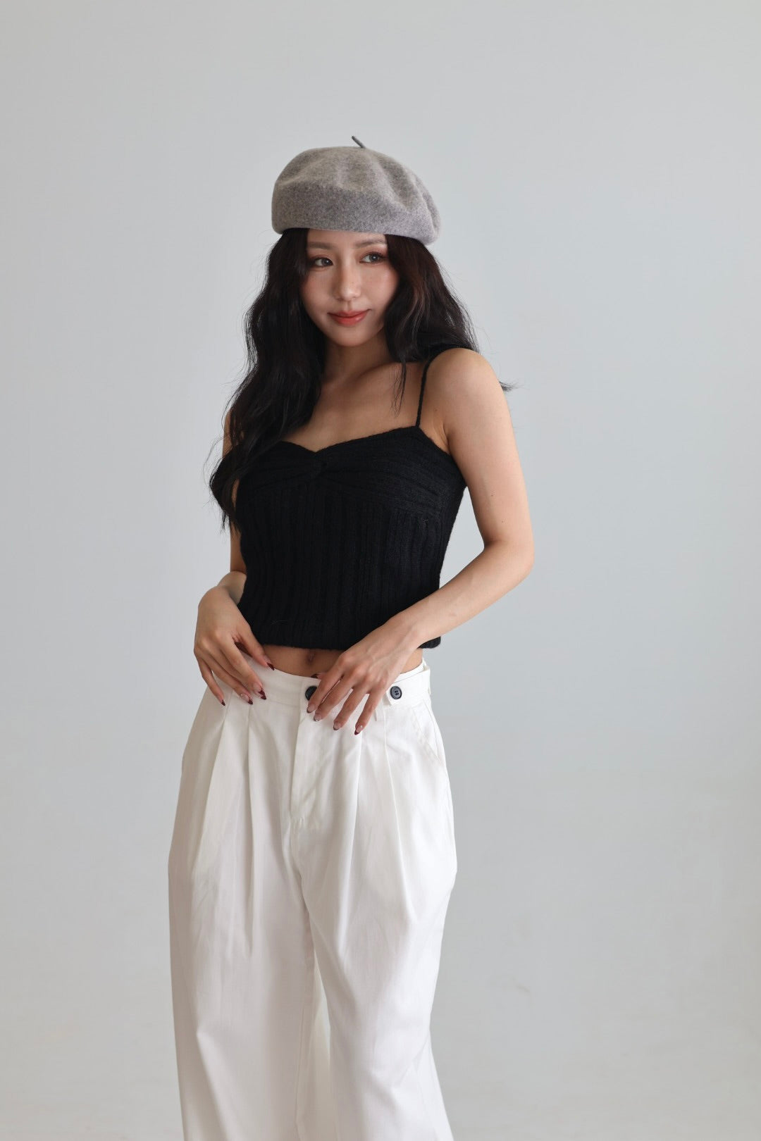 午後羊毛鬆織背心-黑