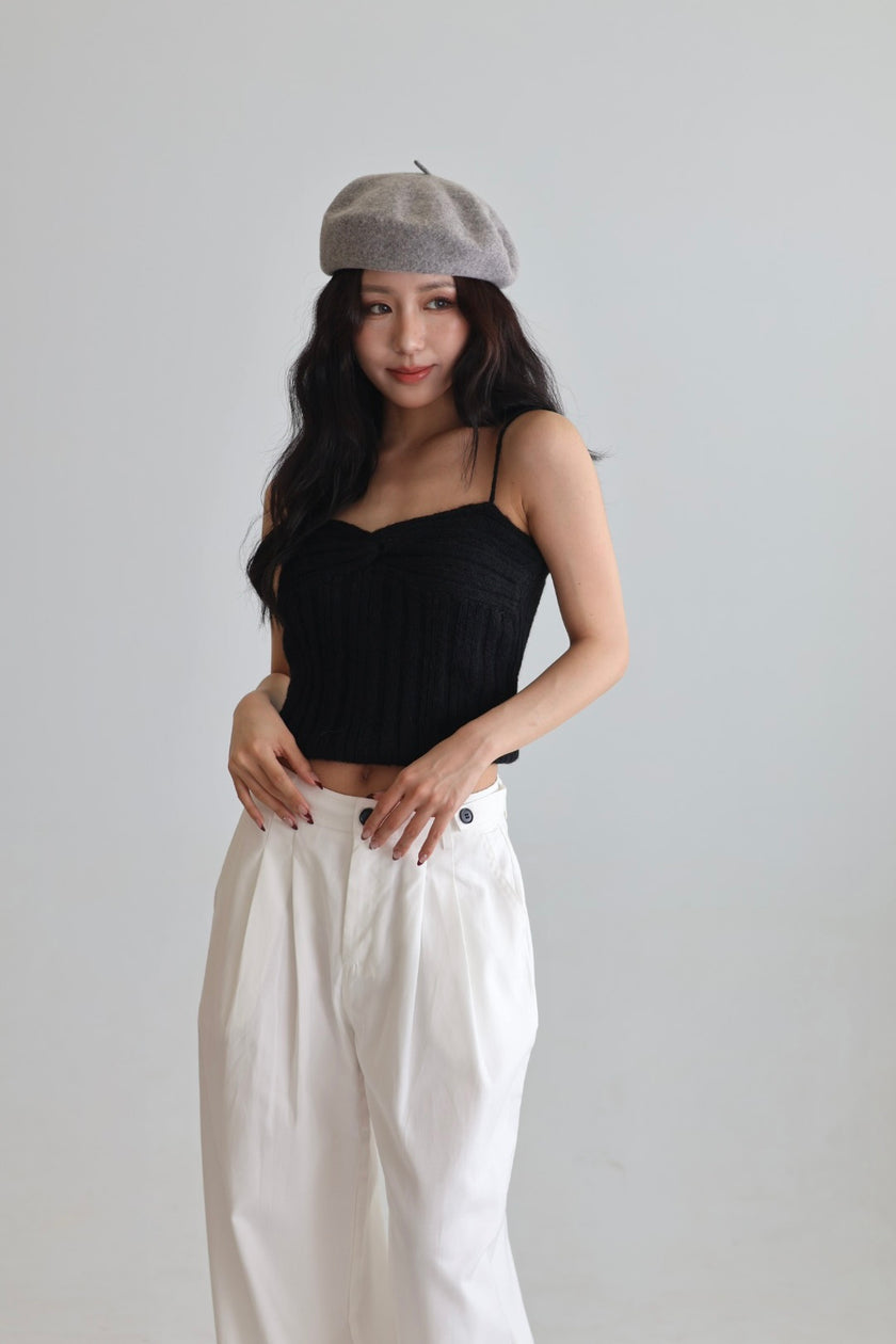 午後羊毛鬆織背心-黑