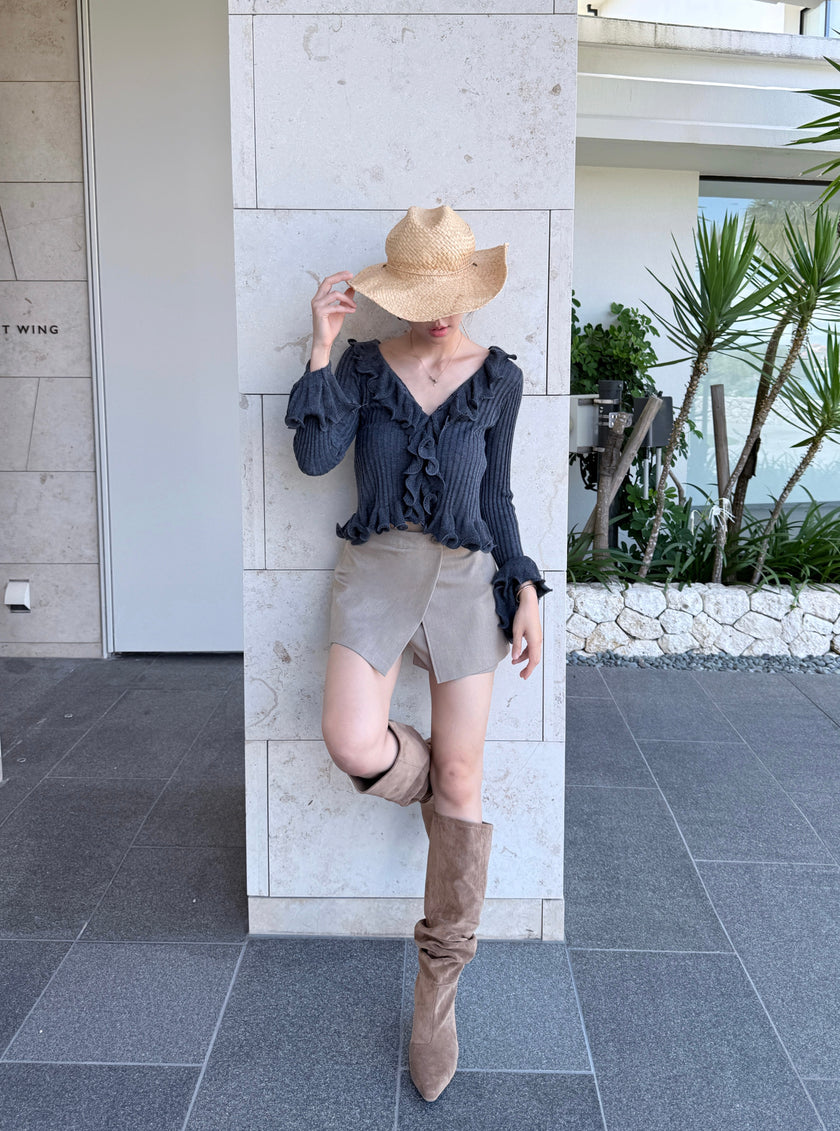 博主西裝層次褲裙-奶茶