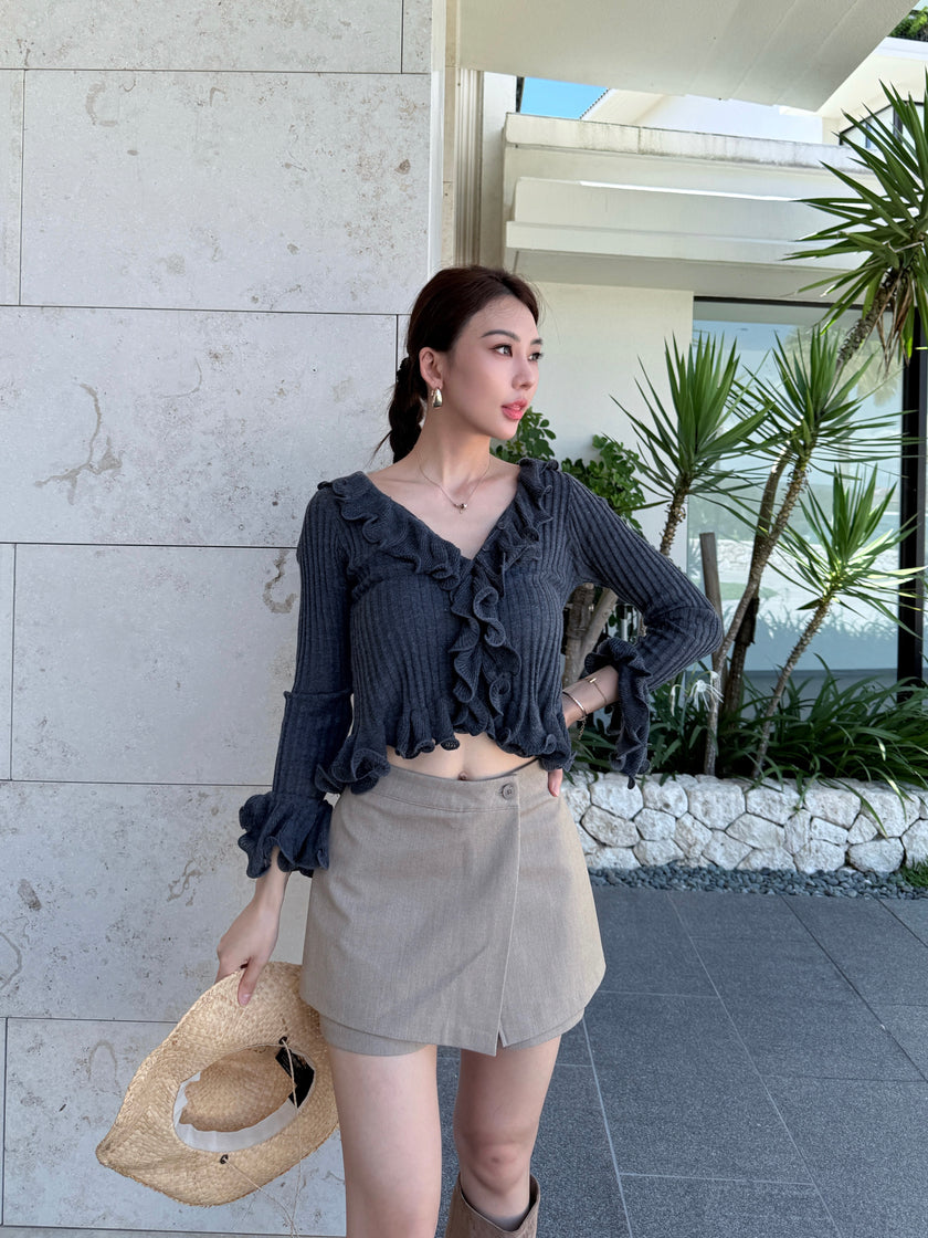 博主西裝層次褲裙-奶茶