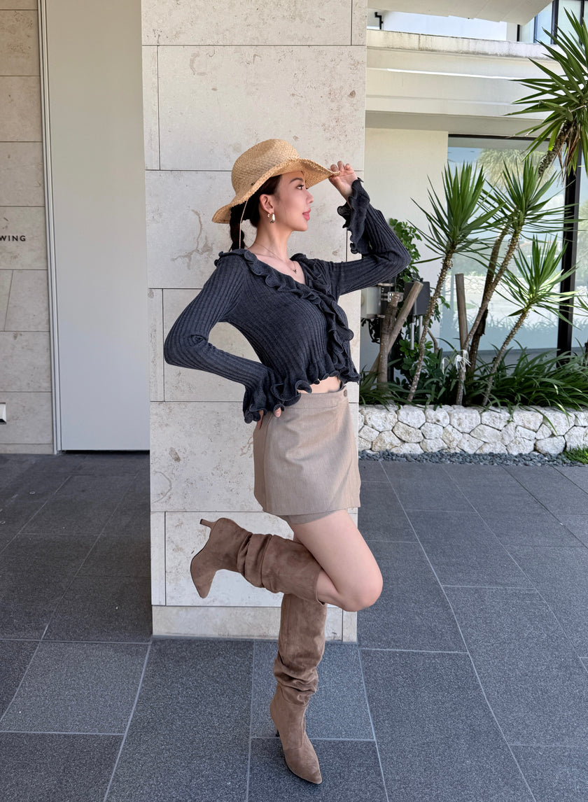 博主西裝層次褲裙-奶茶