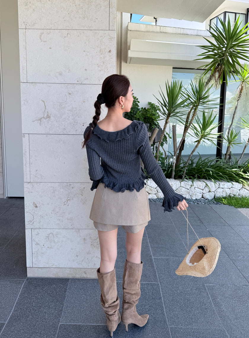 博主西裝層次褲裙-奶茶