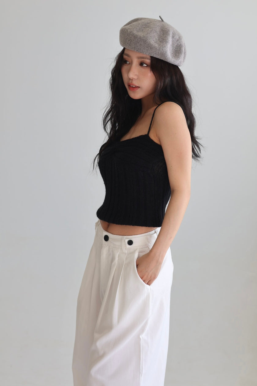 午後羊毛鬆織背心-黑