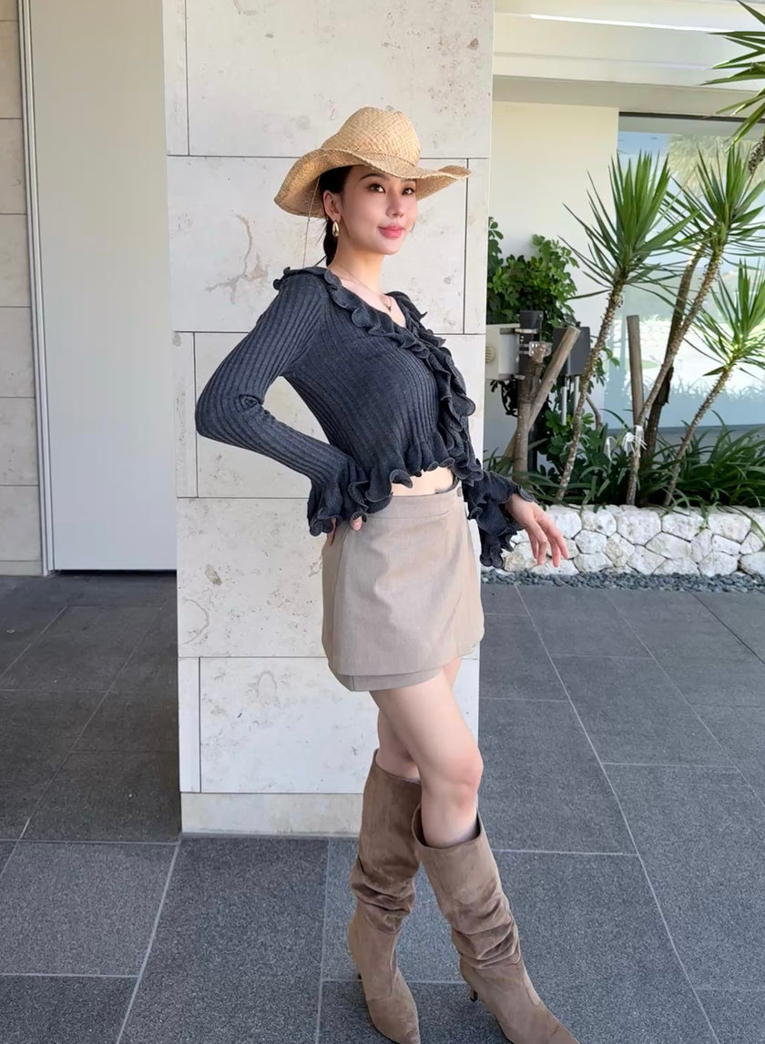博主西裝層次褲裙-奶茶