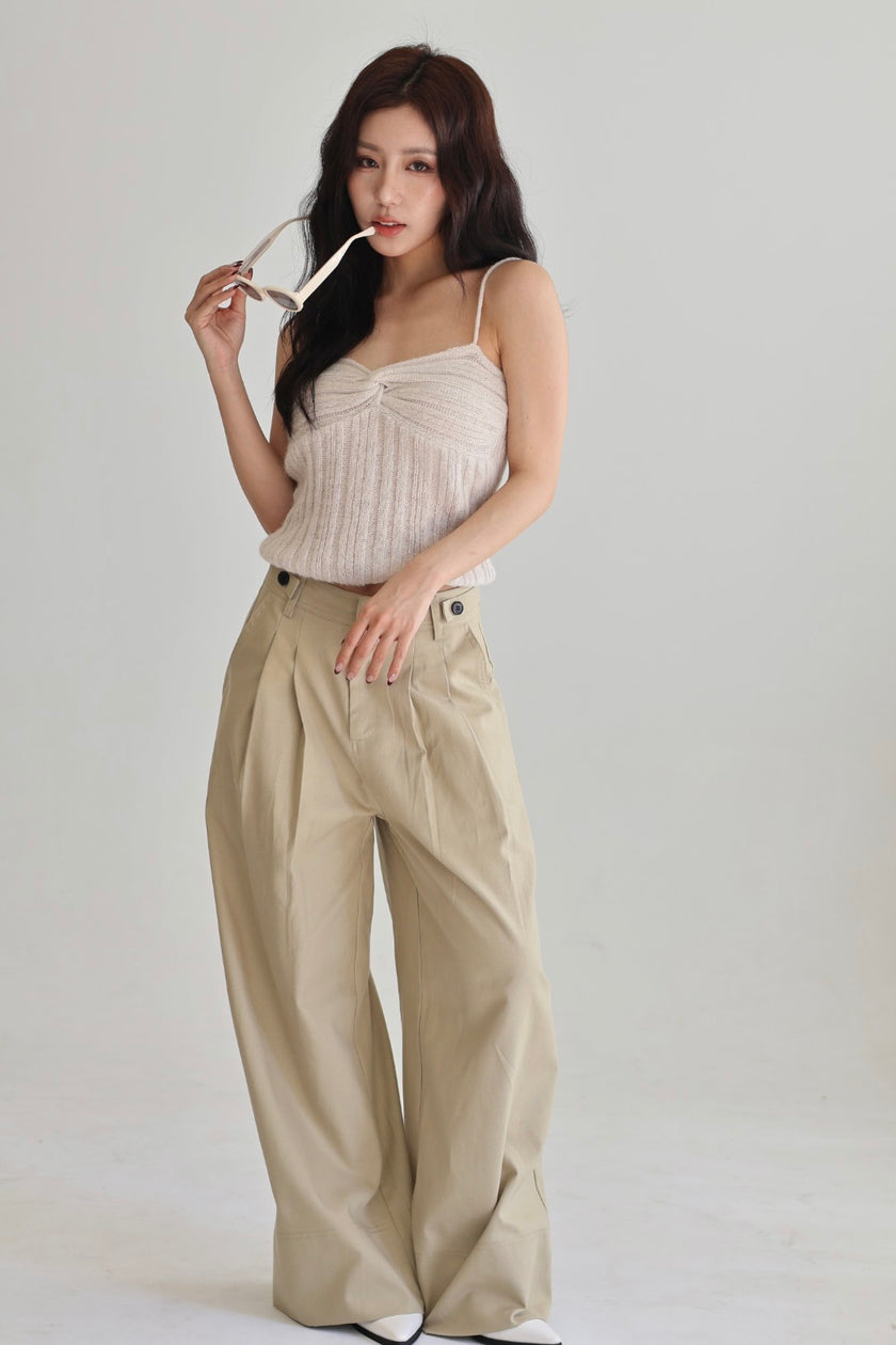 午後羊毛鬆織背心-米白